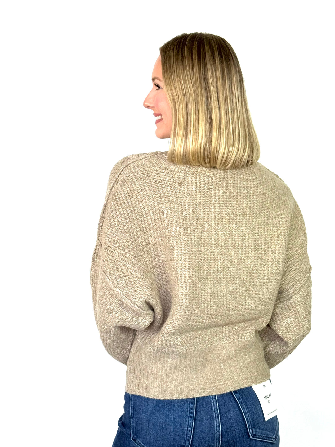 Ellie - Ribbed Knit Sweater (Dark Taupe)