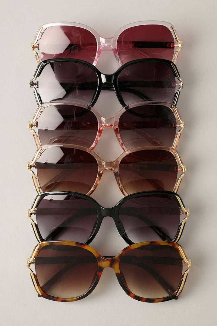 Kalani - Leopard Detailed Square Frame Sunglasses
