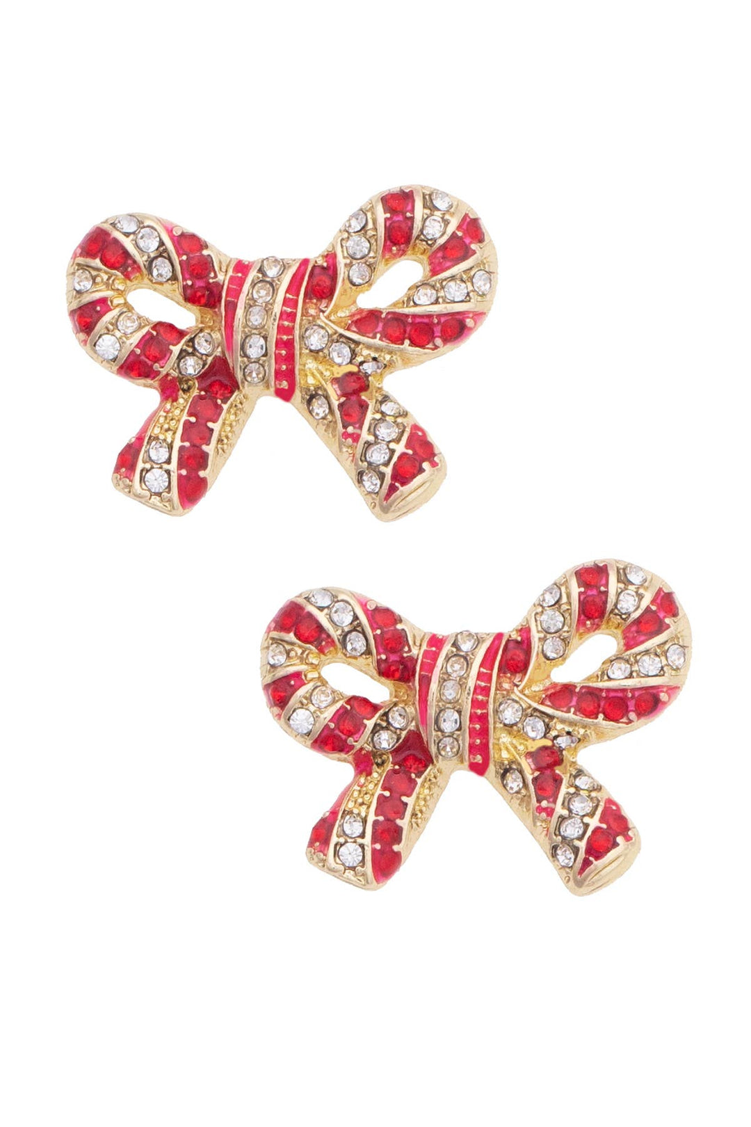 All Twisted Up Candy Cane Pave Bow Earrings