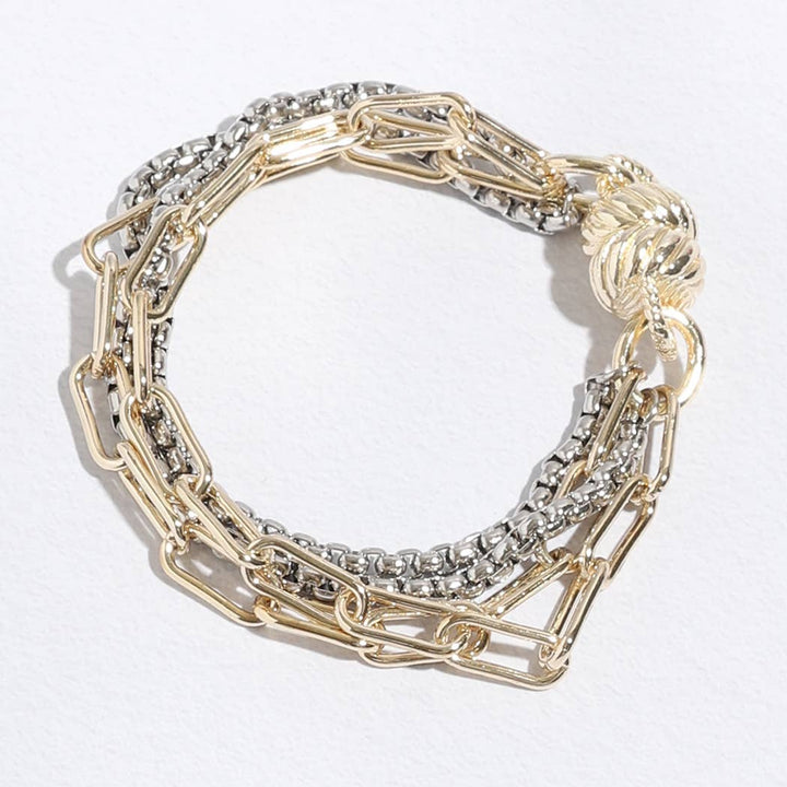 Adele - Two Tone Multi Chain Link Bracelet
