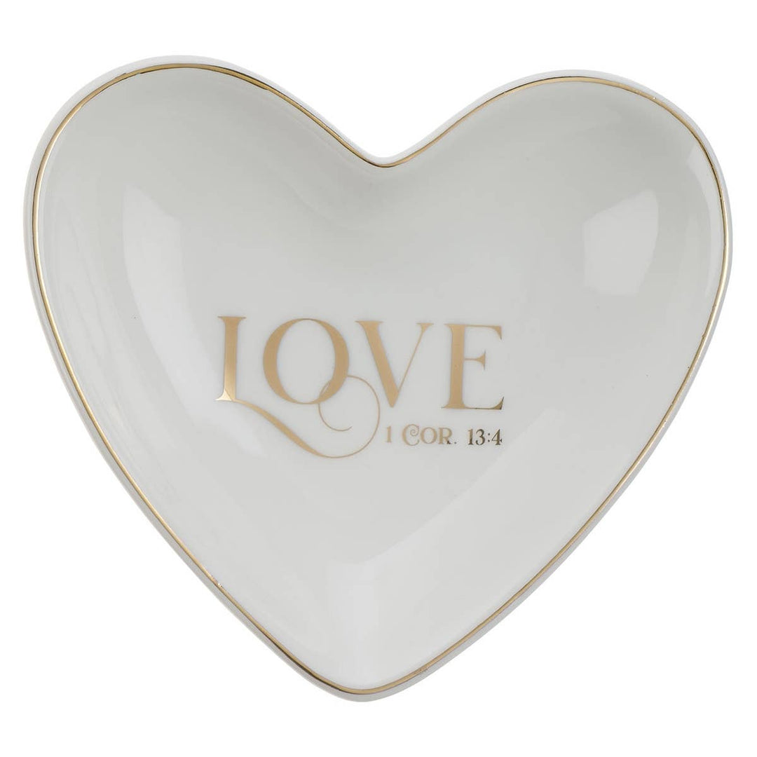 Ceramic Heart Love Trinket Tray 1 Cor. 13:4