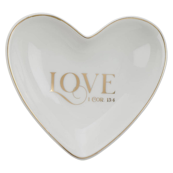 Ceramic Heart Love Trinket Tray 1 Cor. 13:4