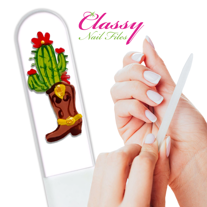 Glass Nail File - Cowboy Boot Cactus