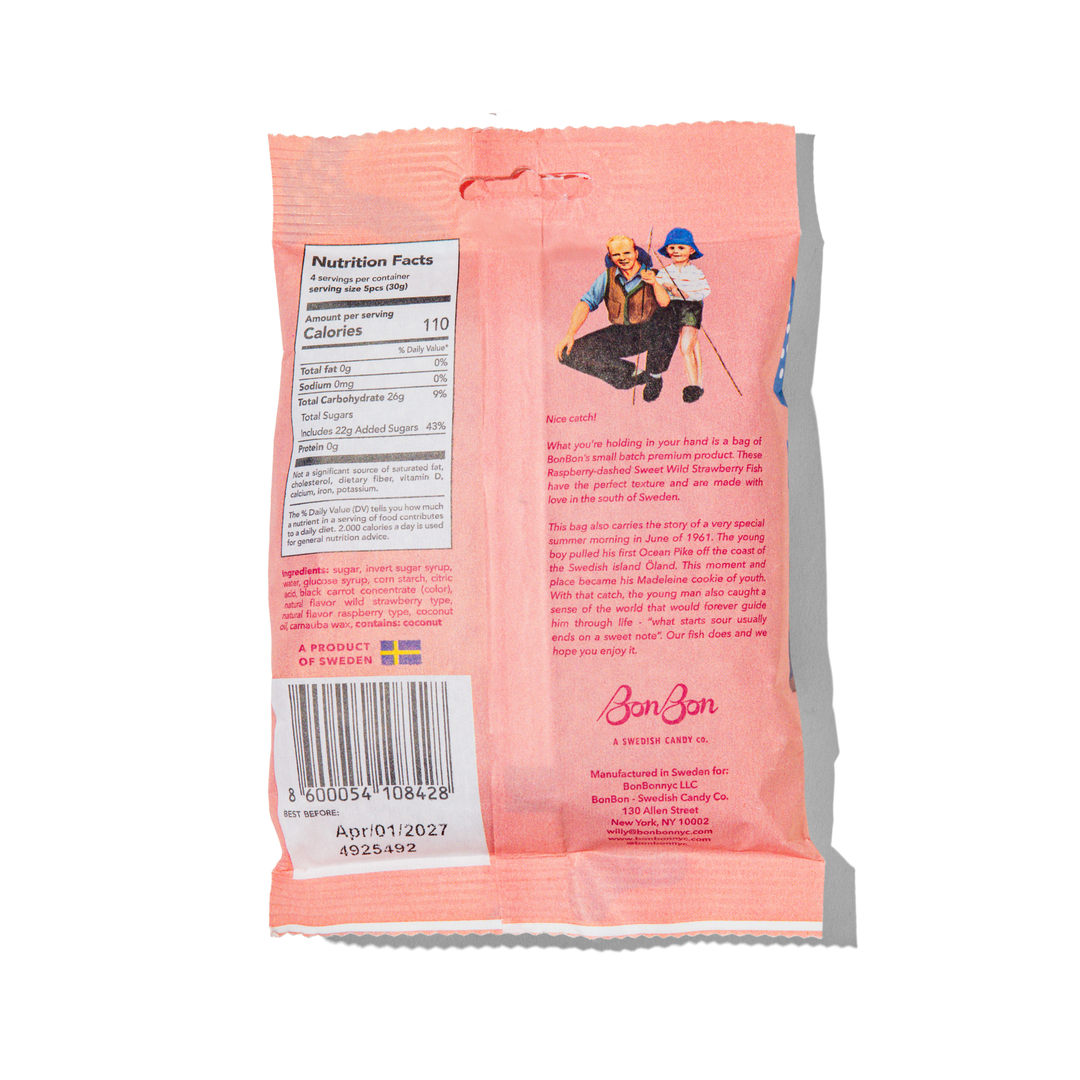BonBon - Sweet Wild Strawberry Fish - Swedish Candy 5.2oz