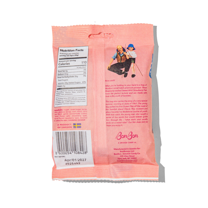 BonBon - Sweet Wild Strawberry Fish - Swedish Candy 5.2oz