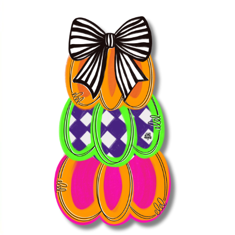 Door Hanger Attachment - Neon Pumpkin Stack
