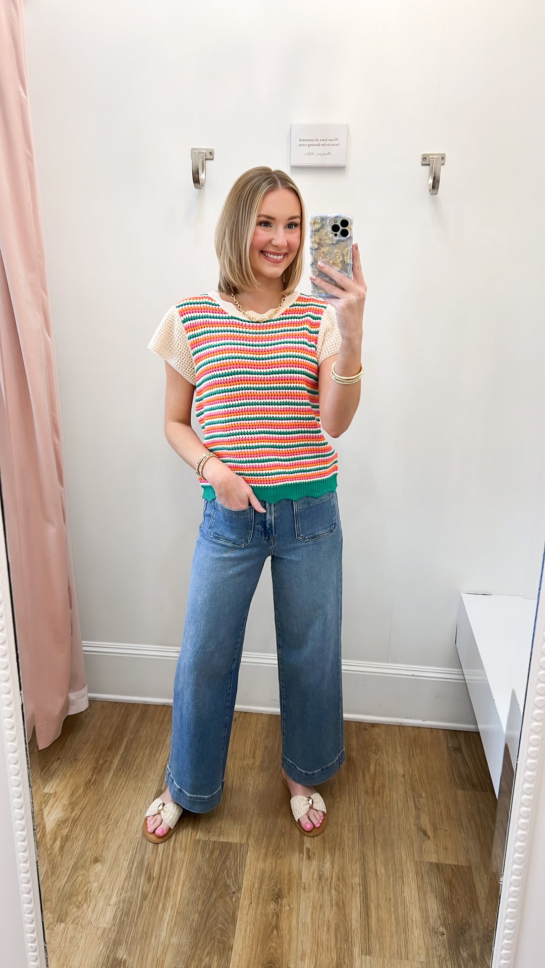 Ellis - Striped Knit Ruffled Sleeve Top