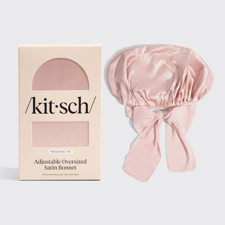 Kitsch - Adjustable Oversized Satin Bonnet (Blush)