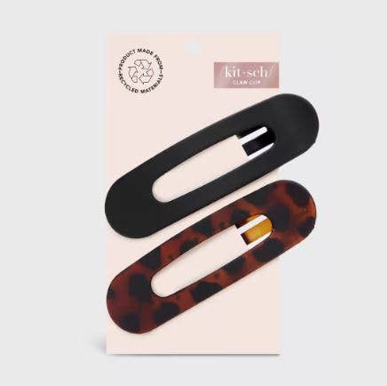 Kitsch - Flat Lay Claw Clip 2pc (Black & Tort)