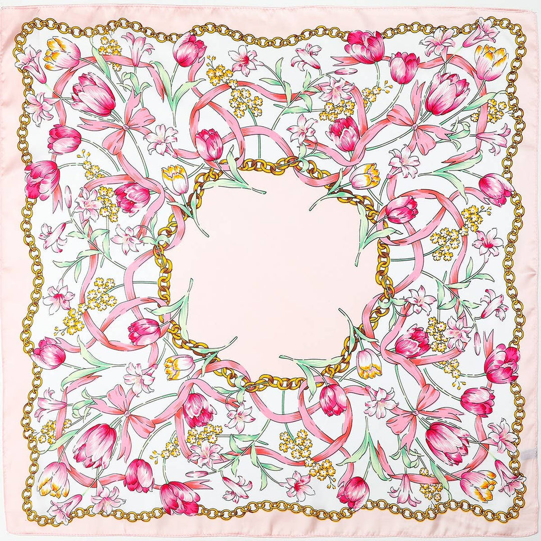 Nancy -Floral Chain Print Silk-Finish Scarf