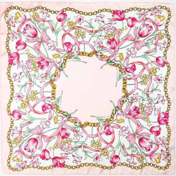 Nancy -Floral Chain Print Silk-Finish Scarf