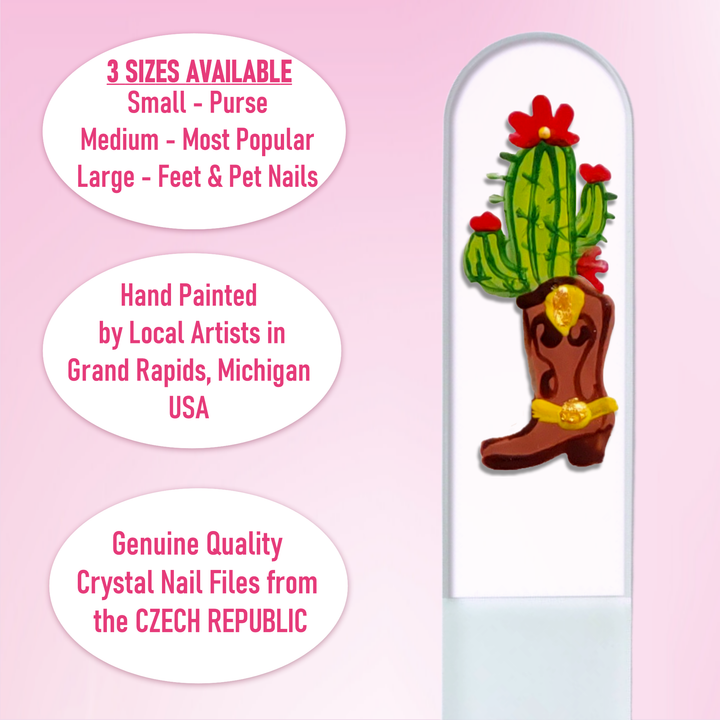 Glass Nail File - Cowboy Boot Cactus