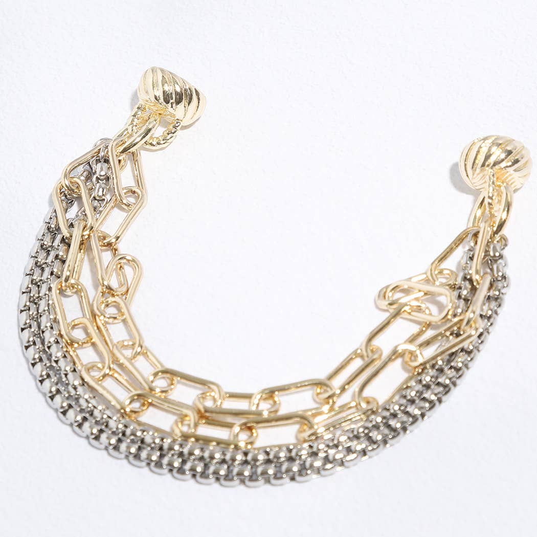 Adele - Two Tone Multi Chain Link Bracelet