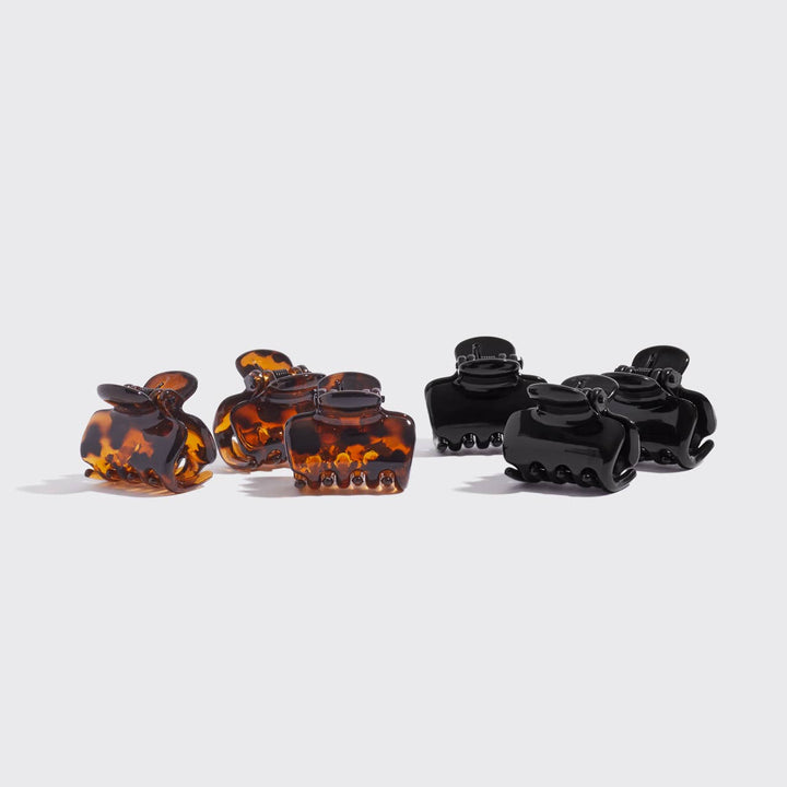 Kitsch - Recycled Plastic Mini Puffy Claw Clips 6pc Set (Black/Tort)
