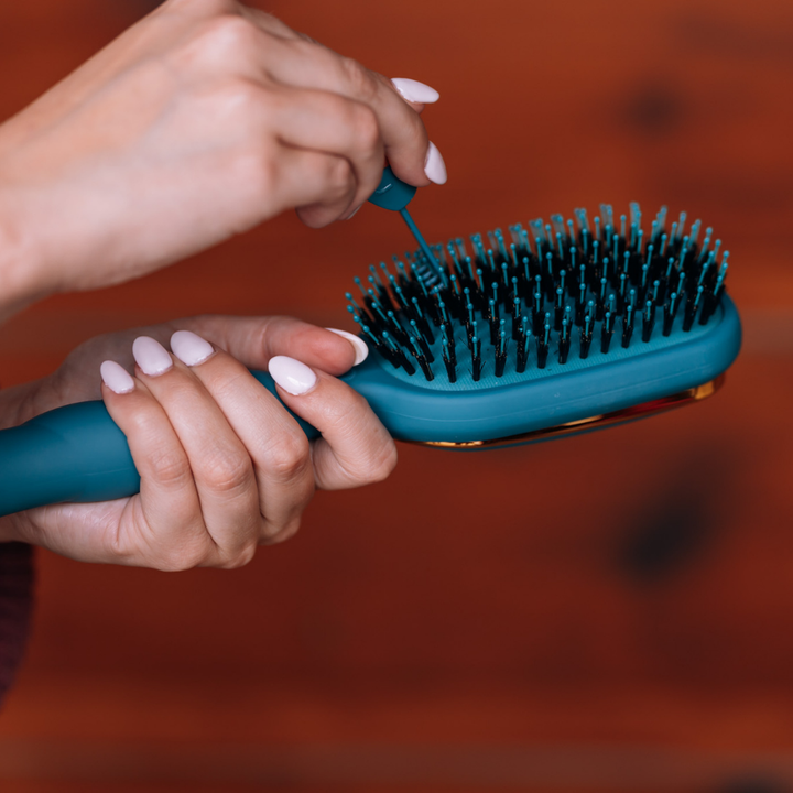 Teleties - Boar Bristle Hair Brush - Teal With It