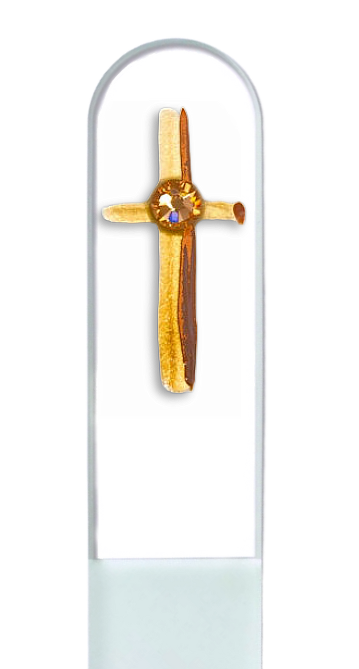 Glass Nail File - Gold Cross