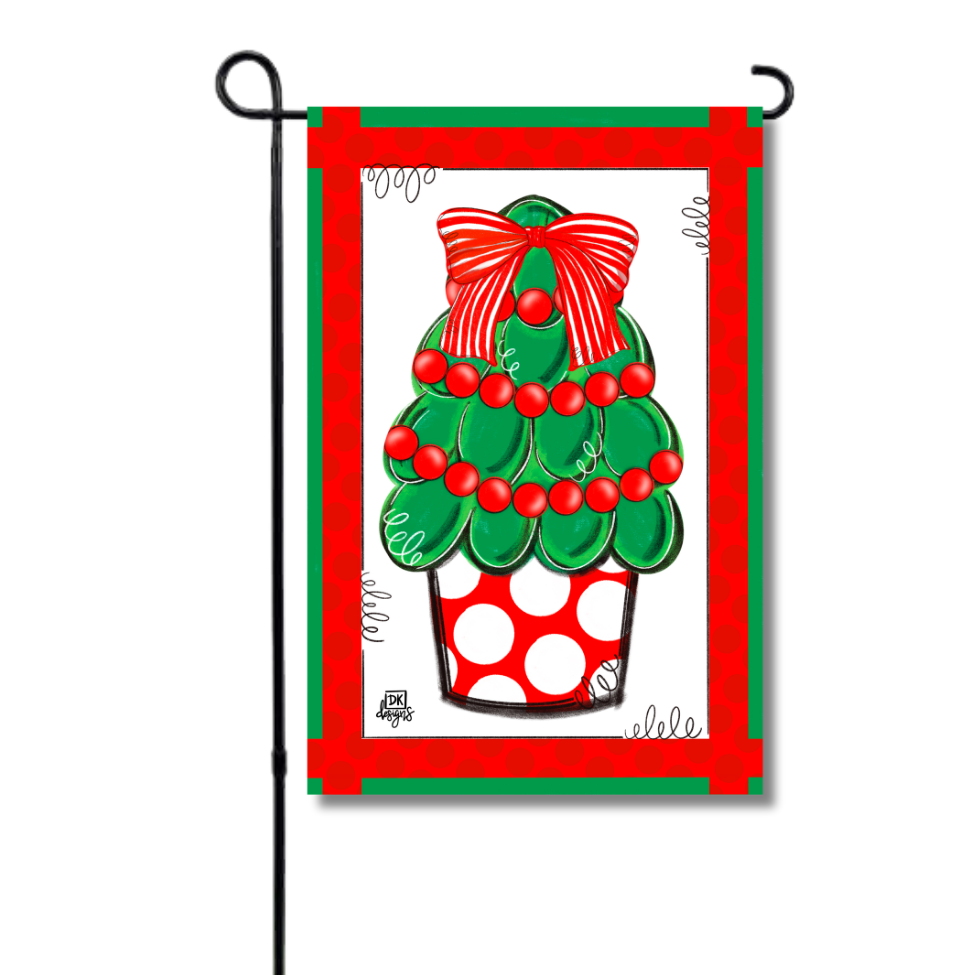 Garden Flag - Red Dot Christmas Tree