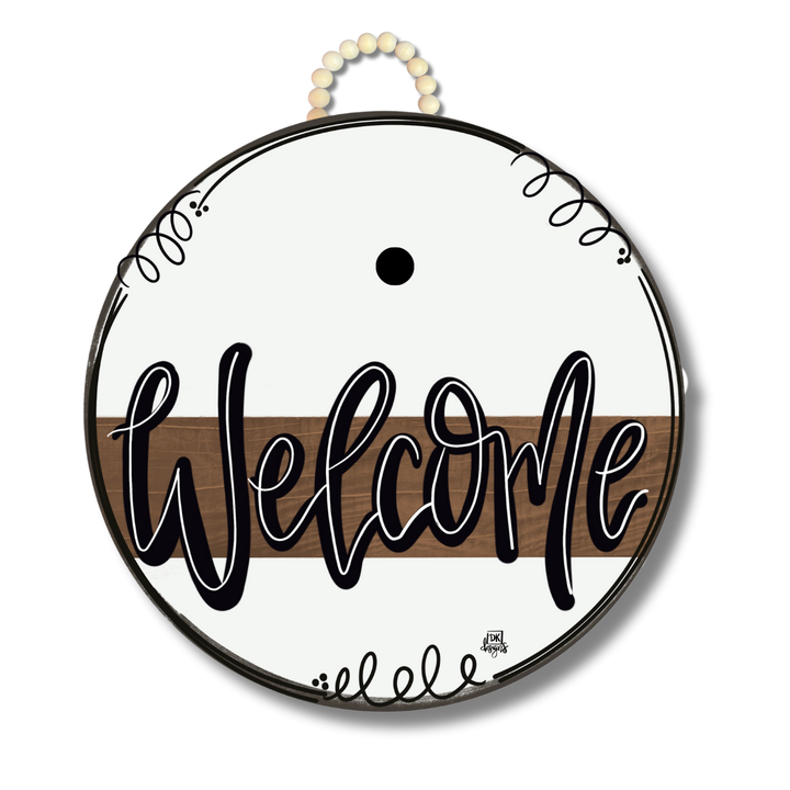 Door Hanger - Stained Striped "Welcome" Sign