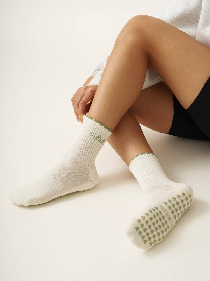 Grip Socks - Inhale Exhale Grip Sock - Cream