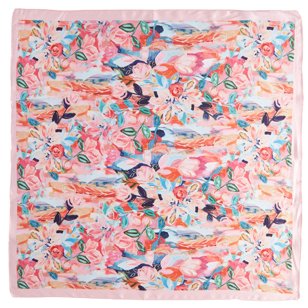 Mindi - Peach Floral Silk Scarf