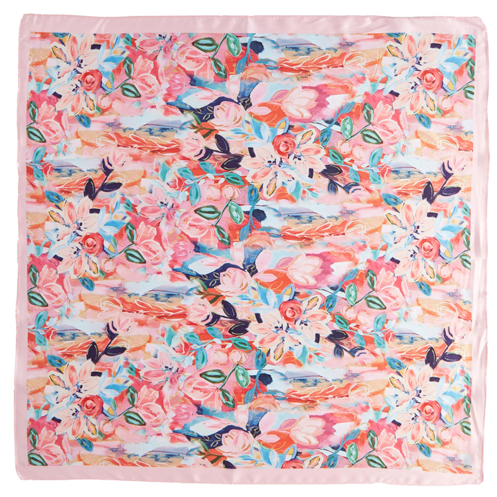 Mindi - Peach Floral Silk Scarf
