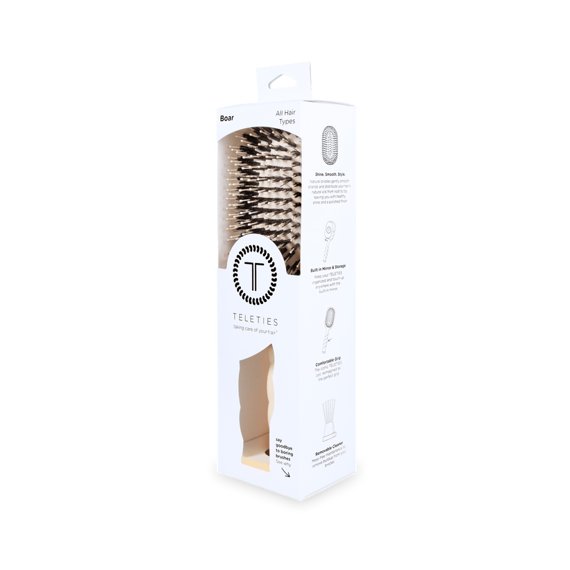 Teleties - Boar Bristle Hair Brush (Tan)