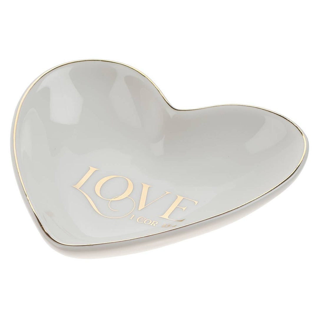 Ceramic Heart Love Trinket Tray 1 Cor. 13:4
