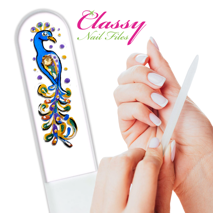 Glass Nail File - Peacock