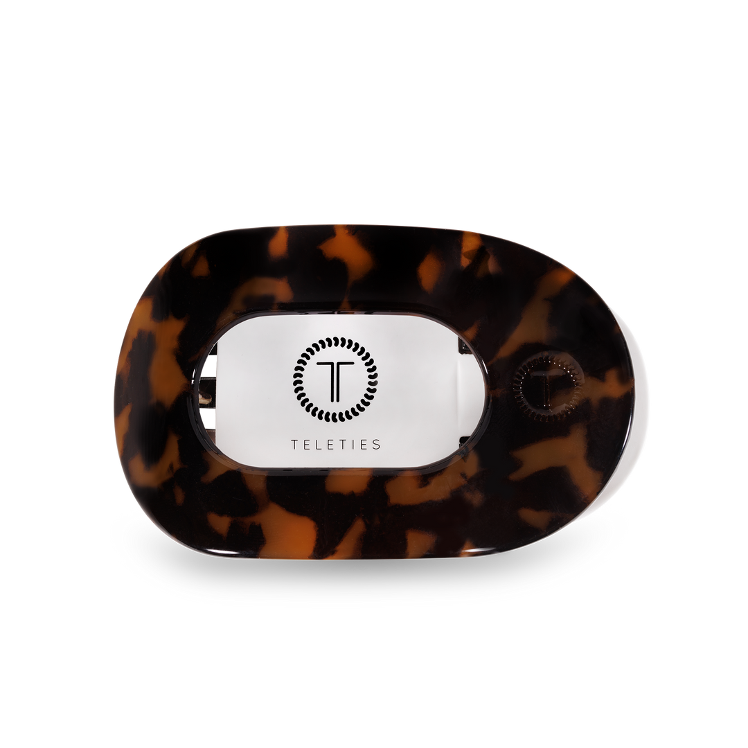 Teleties - Round Flat Hair Clip | Small | Tortoise