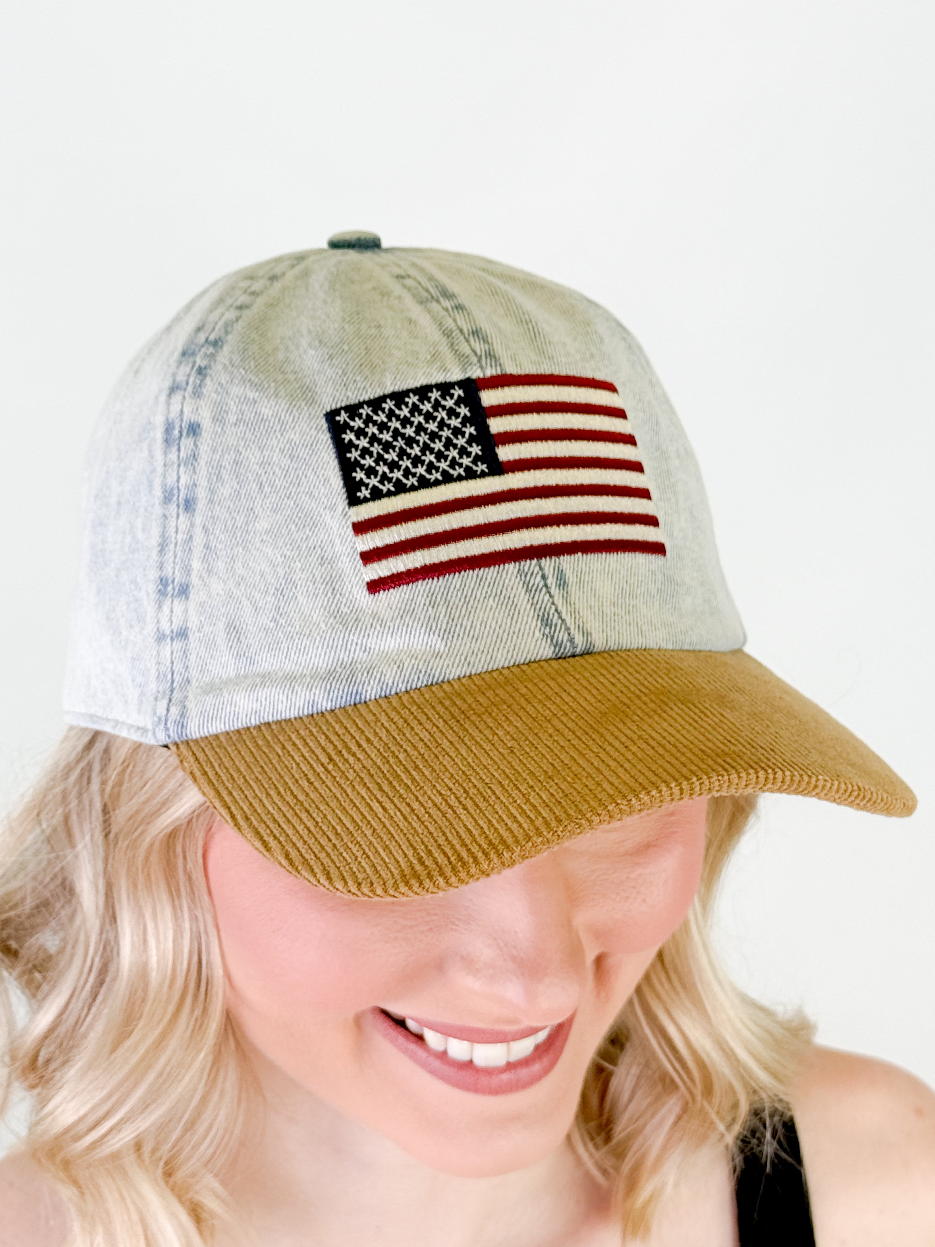 US Flag Denim + Corduroy Baseball Cap