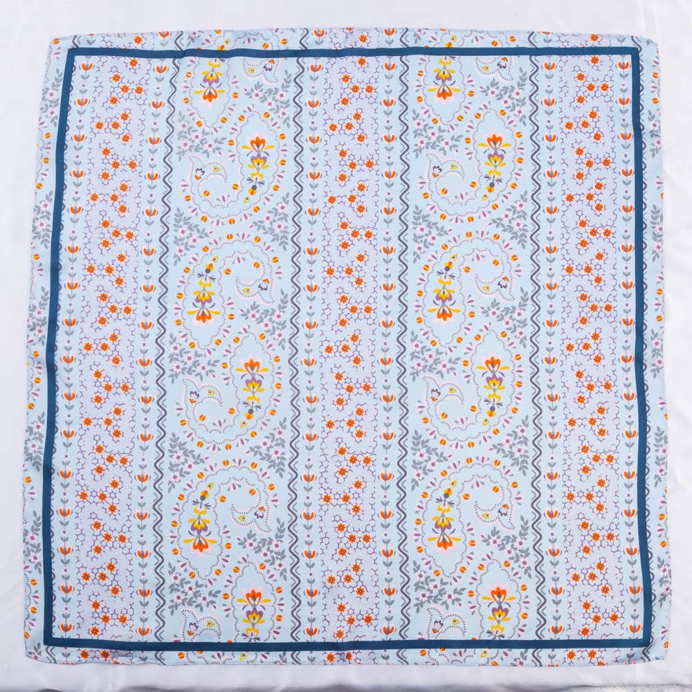 Becki - Blue Floral Silk Scarf