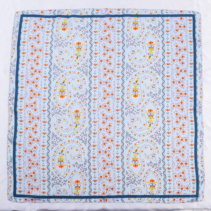 Becki - Blue Floral Silk Scarf