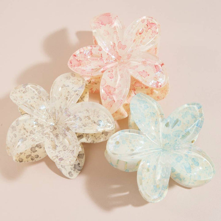 Splatter Paint Flower Hair Claw Clip