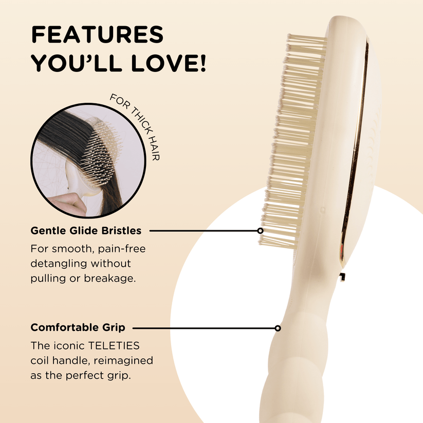 Teleties - Detangler Hair Brush for Thick Hair (Tan)