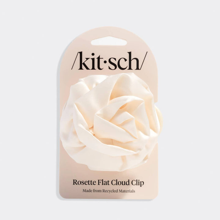Kitsch - Satin Rosette Medium Flat Cloud Clip - Cream