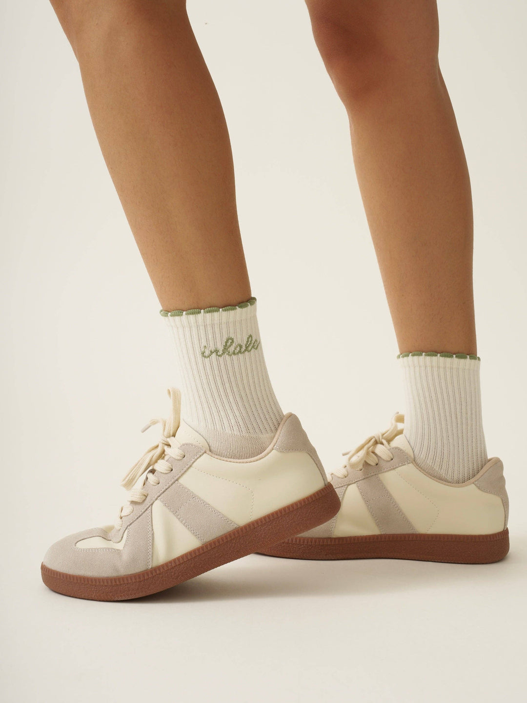 Grip Socks - Inhale Exhale Grip Sock - Cream