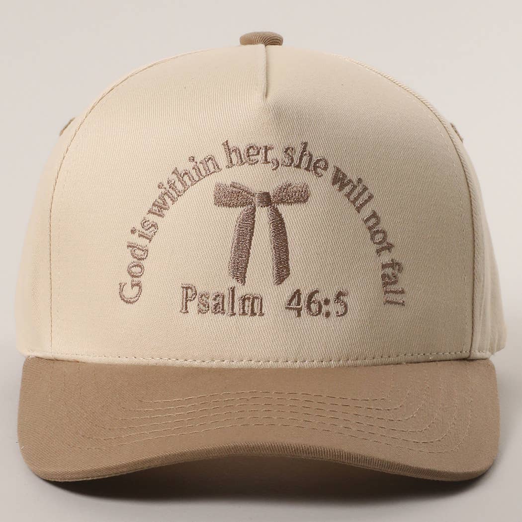 Psalm 46:5 Embroidered Trucker Hat - Beige