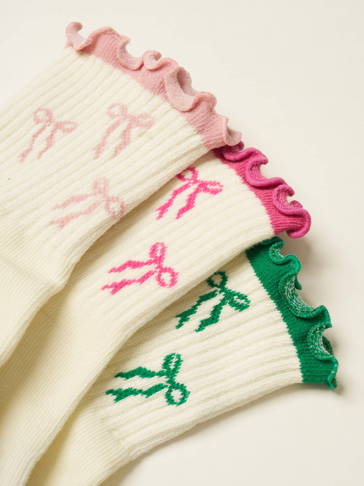 Grip Socks - Bows & Ruffles - Pink