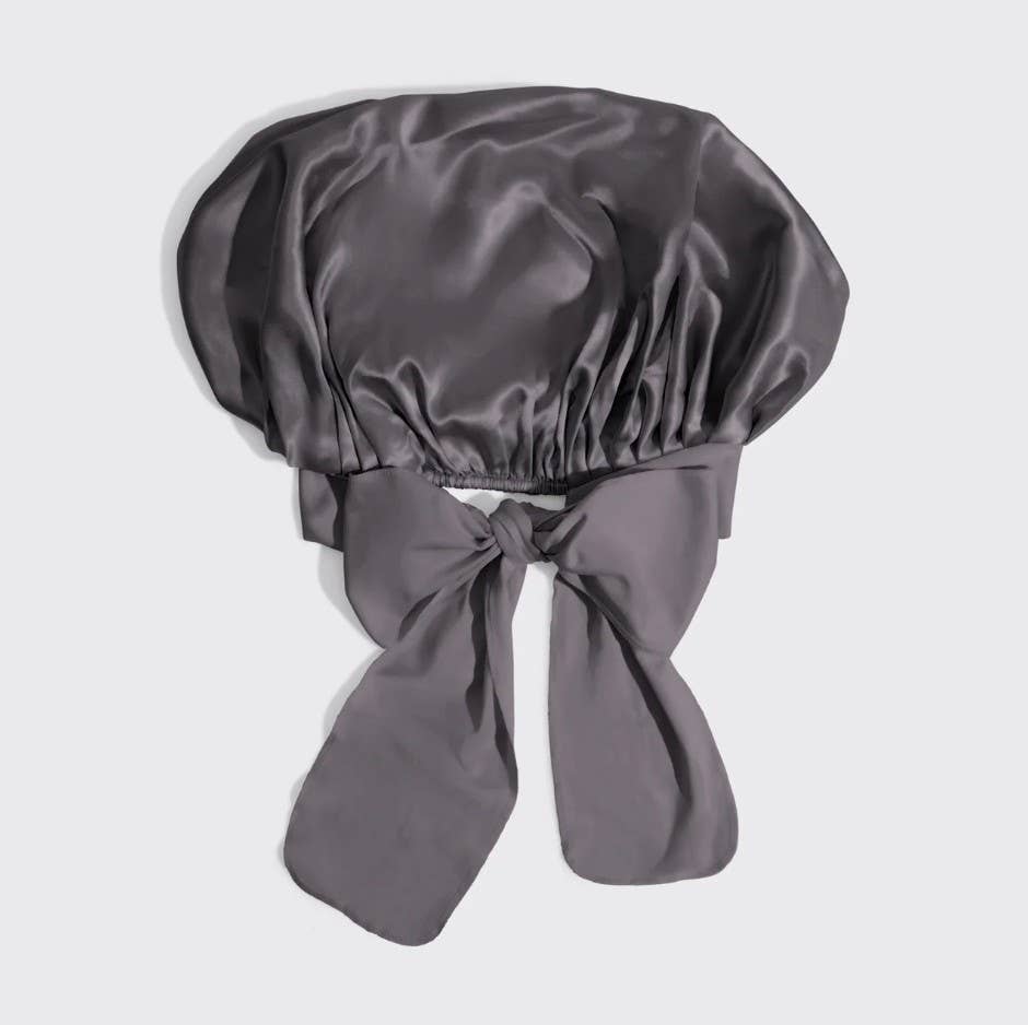 Kitsch - Adjustable Oversized Satin Bonnet (Charcoal)