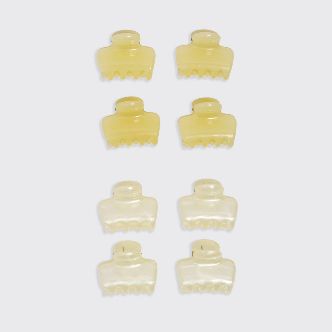 Kitsch - Mini Jelly Cloud Clips 8pc Set - Pearlized Cream & Butter Yellow