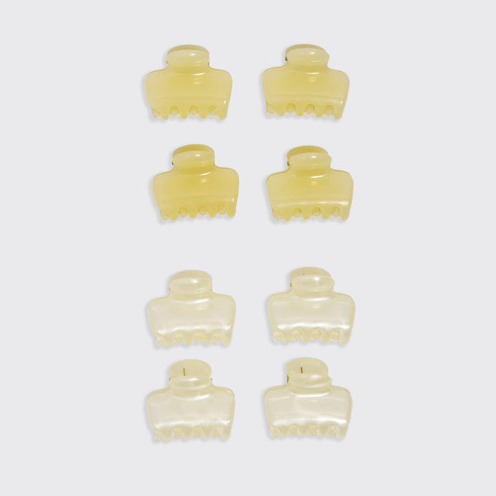 Kitsch - Mini Jelly Cloud Clips 8pc Set - Pearlized Cream & Butter Yellow