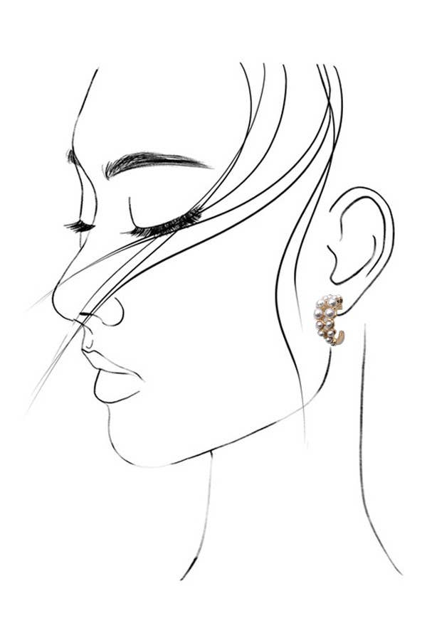 Melanie - Double Row Pearl Hoops