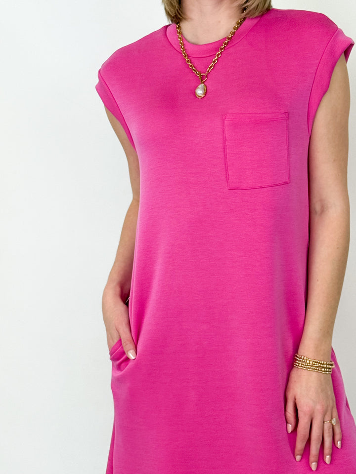Gabbi - Front Pocket Mini Dress (Fuschia)