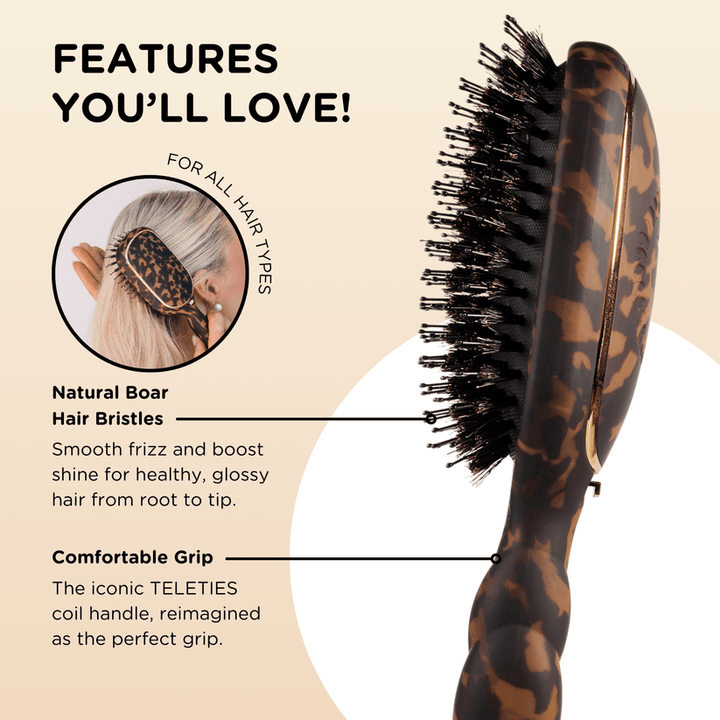Teleties - Boar Bristle Hair Brush (Tortoise)