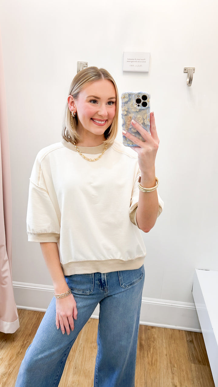 Hattie - Contrast Short Sleeve Top