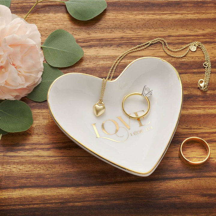 Ceramic Heart Love Trinket Tray 1 Cor. 13:4