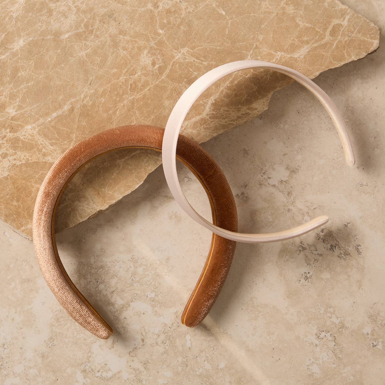 Kitsch - Cream & Camel Satin & Velvet Headbands