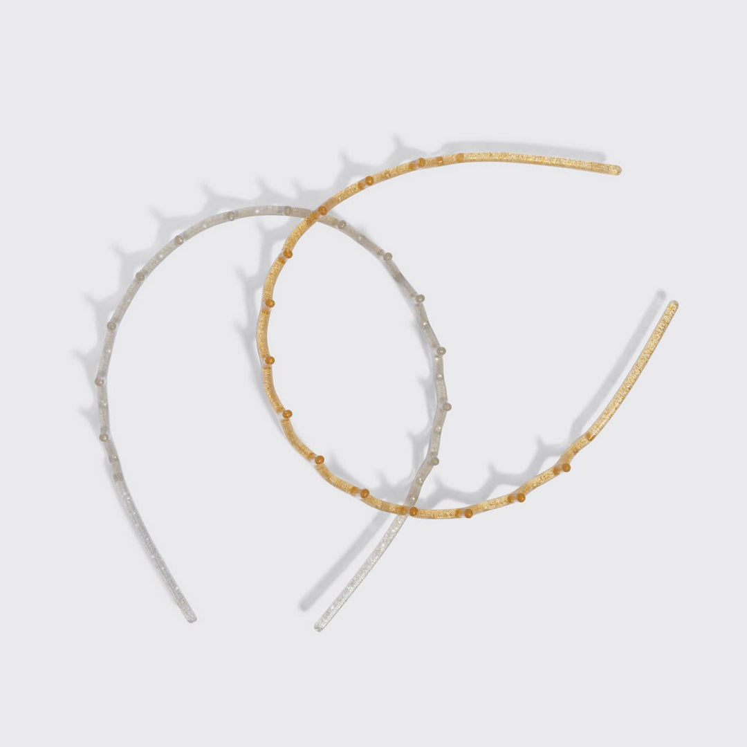 Kitsch - Recycled Plastic Zigzag Headbands 2pc Set - Gold & Silver