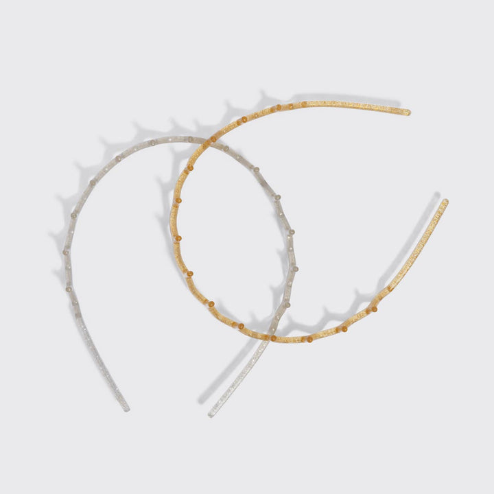 Kitsch - Recycled Plastic Zigzag Headbands 2pc Set - Gold & Silver