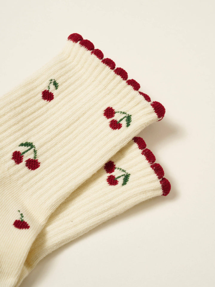 Grip Socks - Little Cherries & Petals